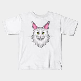 White Mainecoon Cat Kids T-Shirt